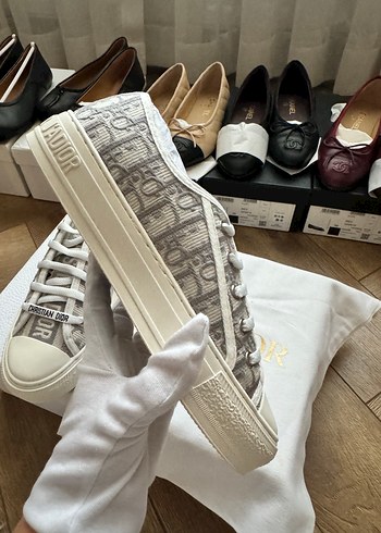 Christian Dior Beyaz Gri Kadın Spor Ayakkabı - Görsel 7