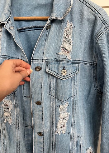 Mavi Düğmeli Kadın Denim Ceket - Görsel 2