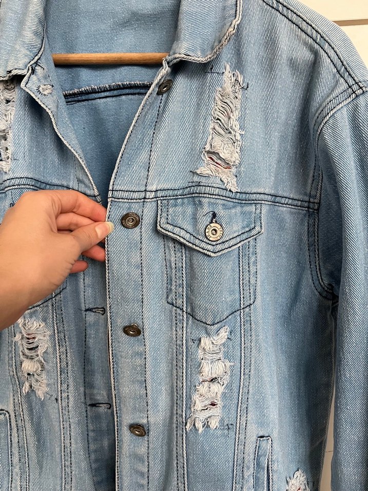 Mavi Düğmeli Kadın Denim Ceket - Görsel 2