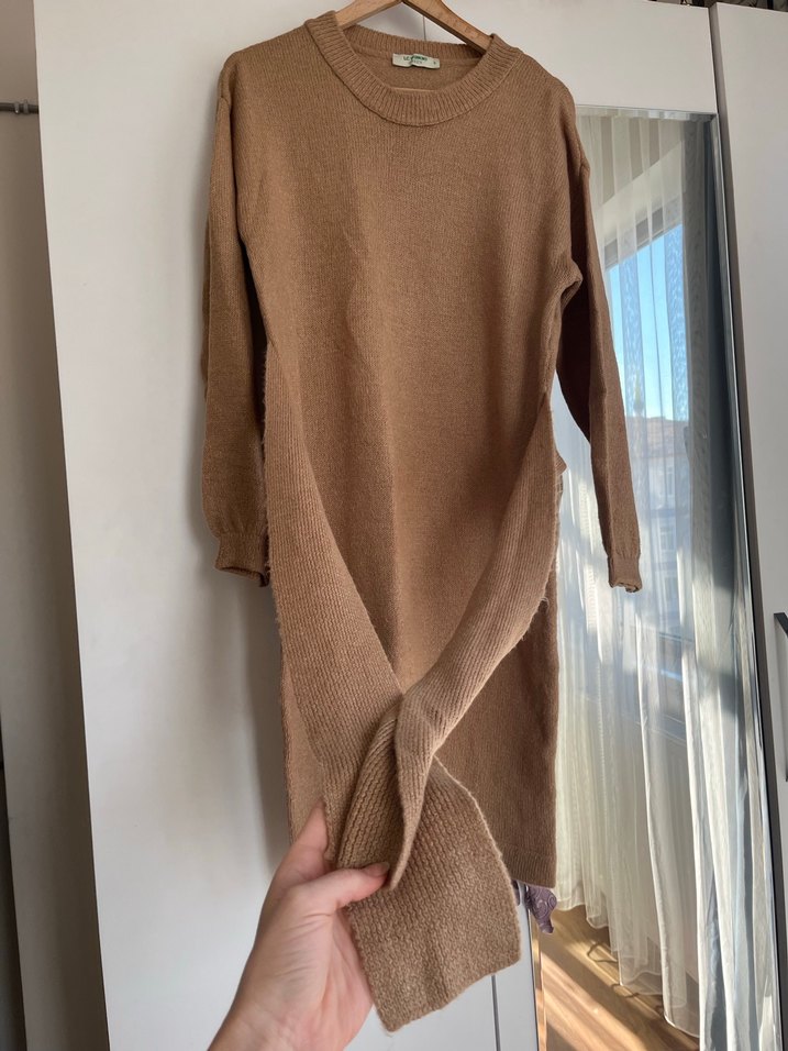 Bej Kadın Yün elbise - Görsel 2