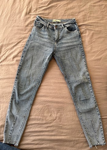 Gri  Dar Kesim Midi Kot Pantolon - Görsel 3