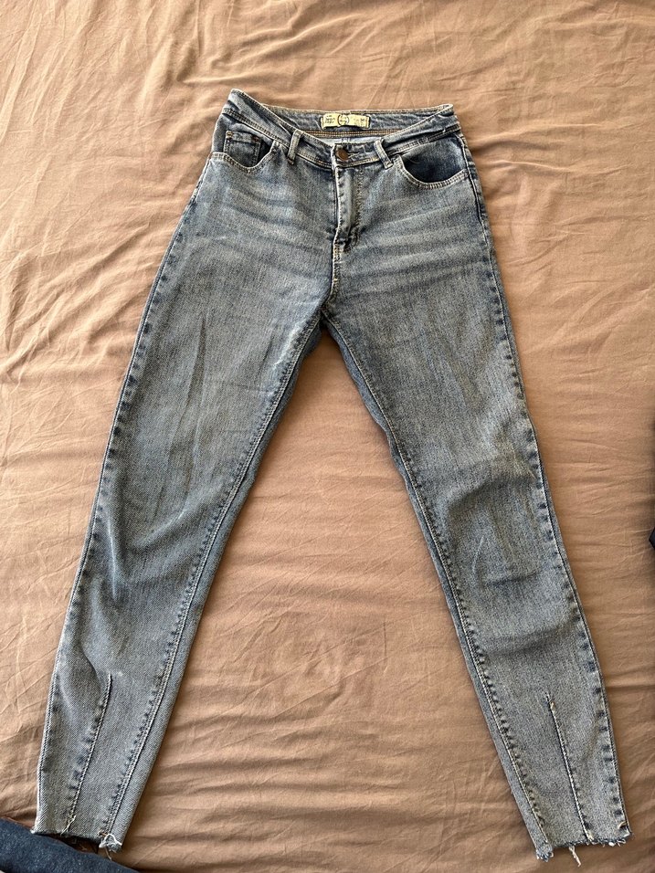 Gri  Dar Kesim Midi Kot Pantolon - Görsel 3