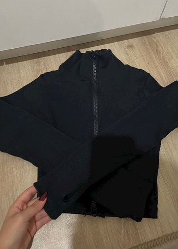 Yüksek Yakalı lacivert Fermuarlı hırka