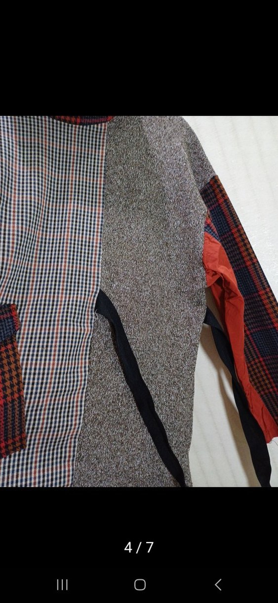 Zara Gri Patchwork Örgü Kadın Triko Kazak - Görsel 4