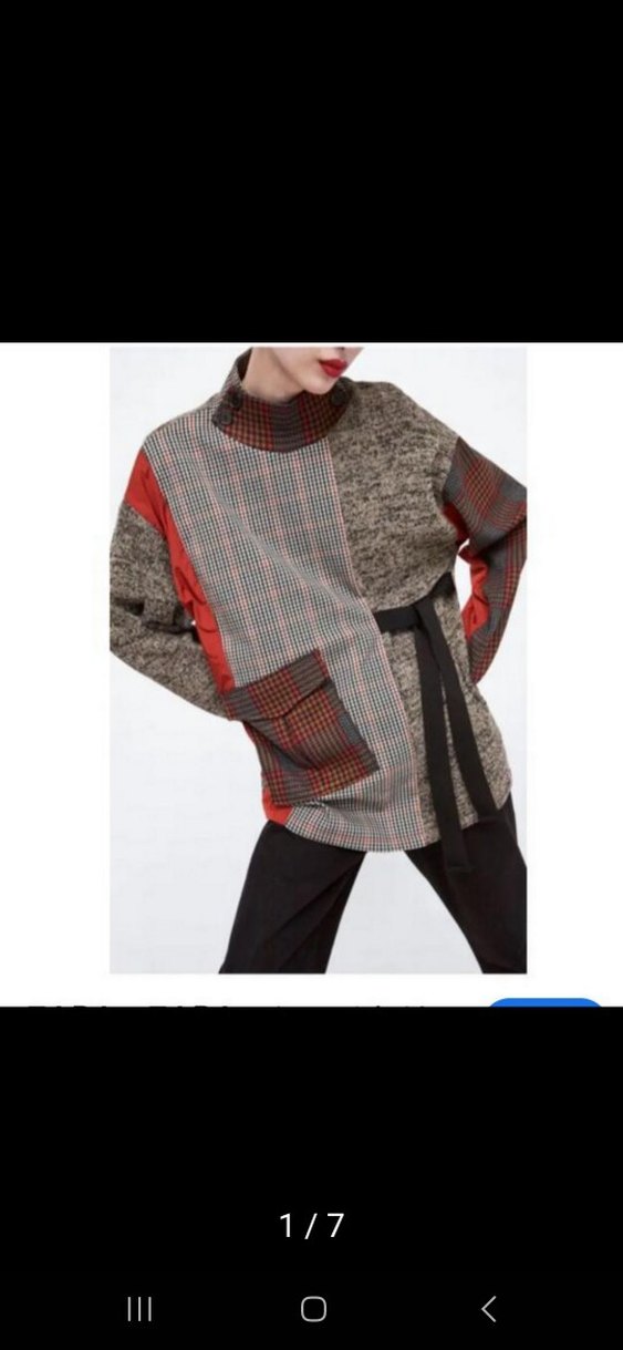 Zara Gri Patchwork Örgü Kadın Triko Kazak - Görsel 2