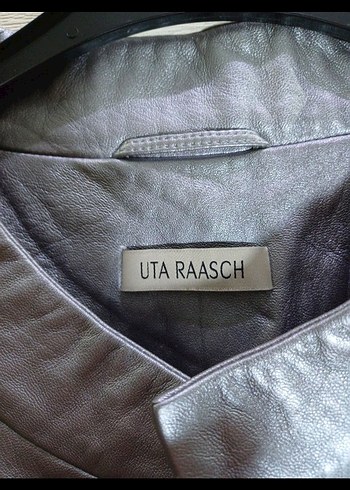 Düğmeli Gri Deri Kadın Ceket mont - Görsel 5