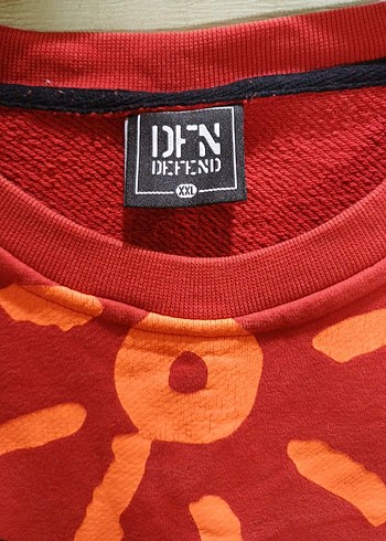 Oversize Renkli Batik Desenli Kırmızı Sweatshirt - Görsel 5