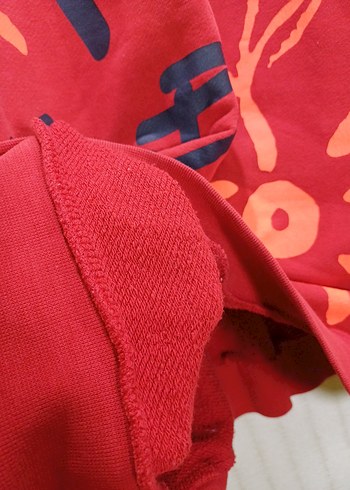 Oversize Renkli Batik Desenli Kırmızı Sweatshirt - Görsel 6