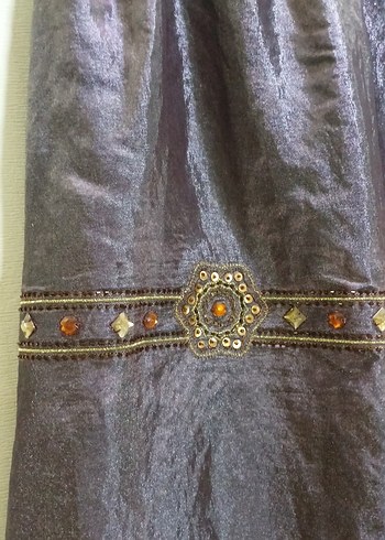 Mor İşlemeli Boncuklu Mini Bohem Etek - Görsel 2