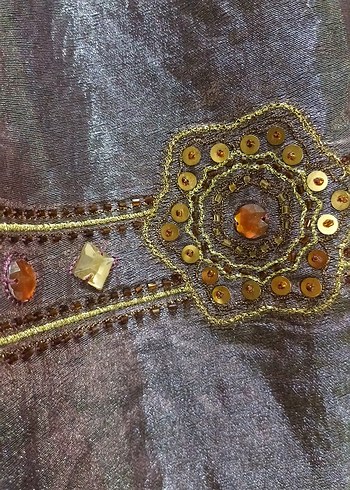 Mor İşlemeli Boncuklu Mini Bohem Etek - Görsel 3