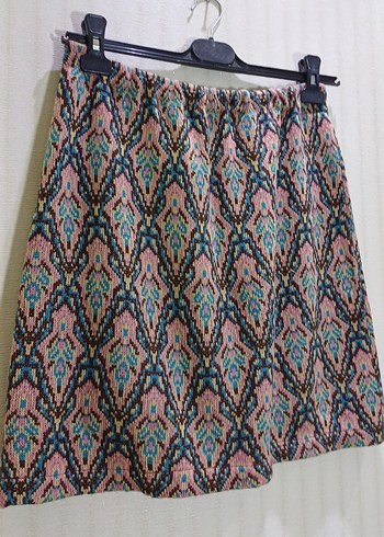 Bohem Çok Renkli Pilili Mini Etek - Görsel 2