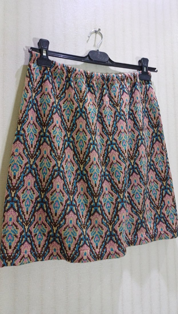 Bohem Çok Renkli Pilili Mini Etek - Görsel 2