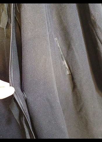 Düğmeli kaşe Siyah Uzun pelerin Panço - Görsel 5