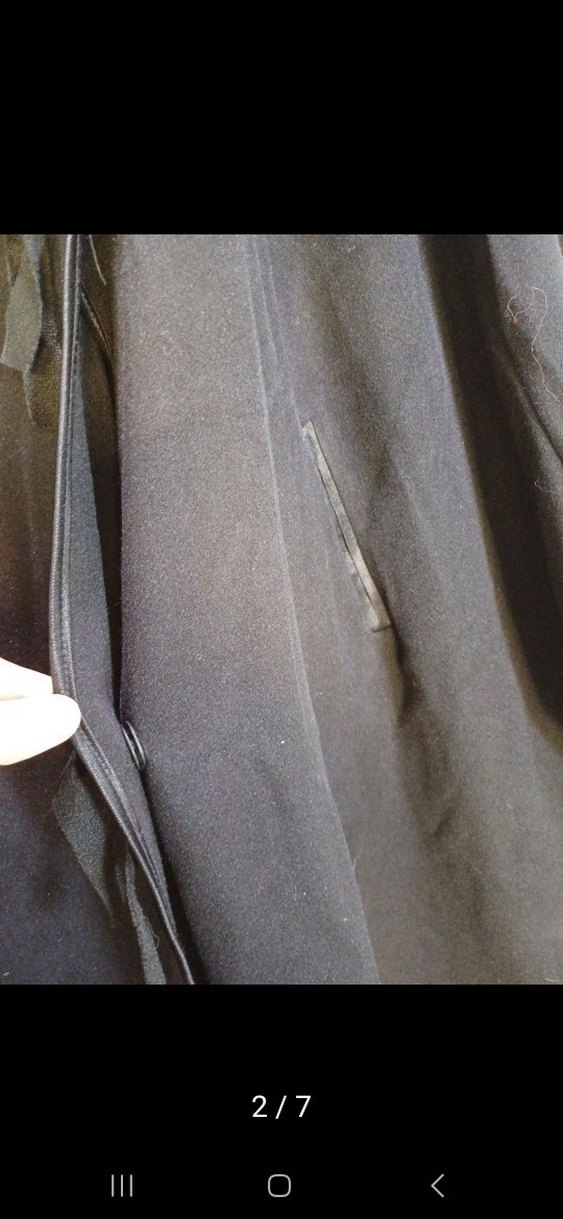 Düğmeli kaşe Siyah Uzun pelerin Panço - Görsel 5