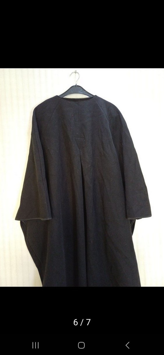 Düğmeli kaşe Siyah Uzun pelerin Panço - Görsel 4