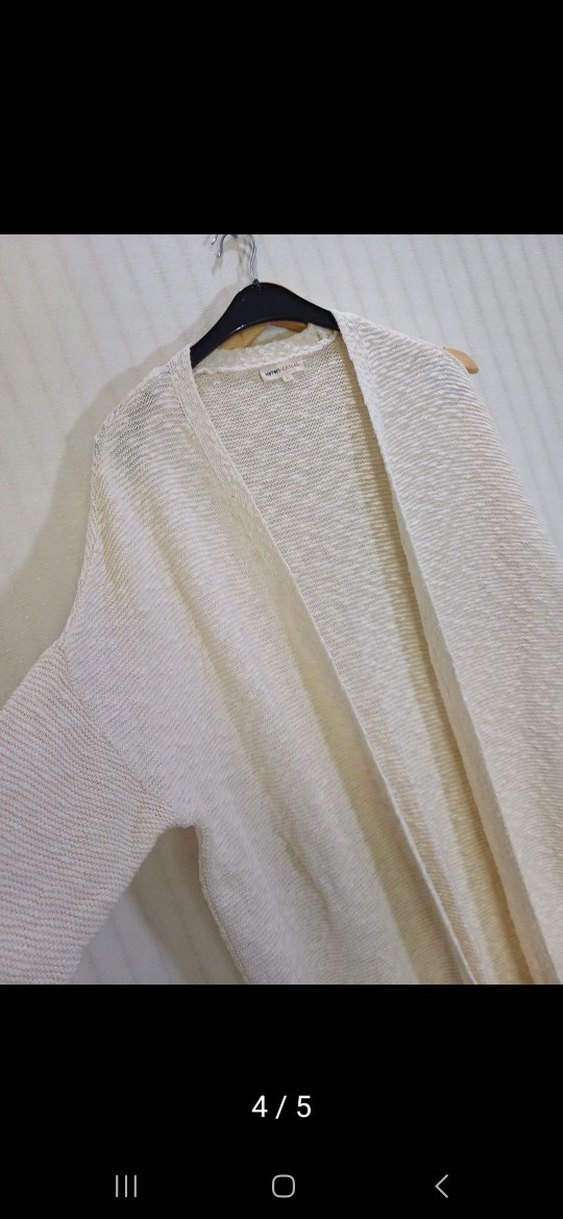 Beyaz Uzun Yün Kadın Hırka - Görsel 2