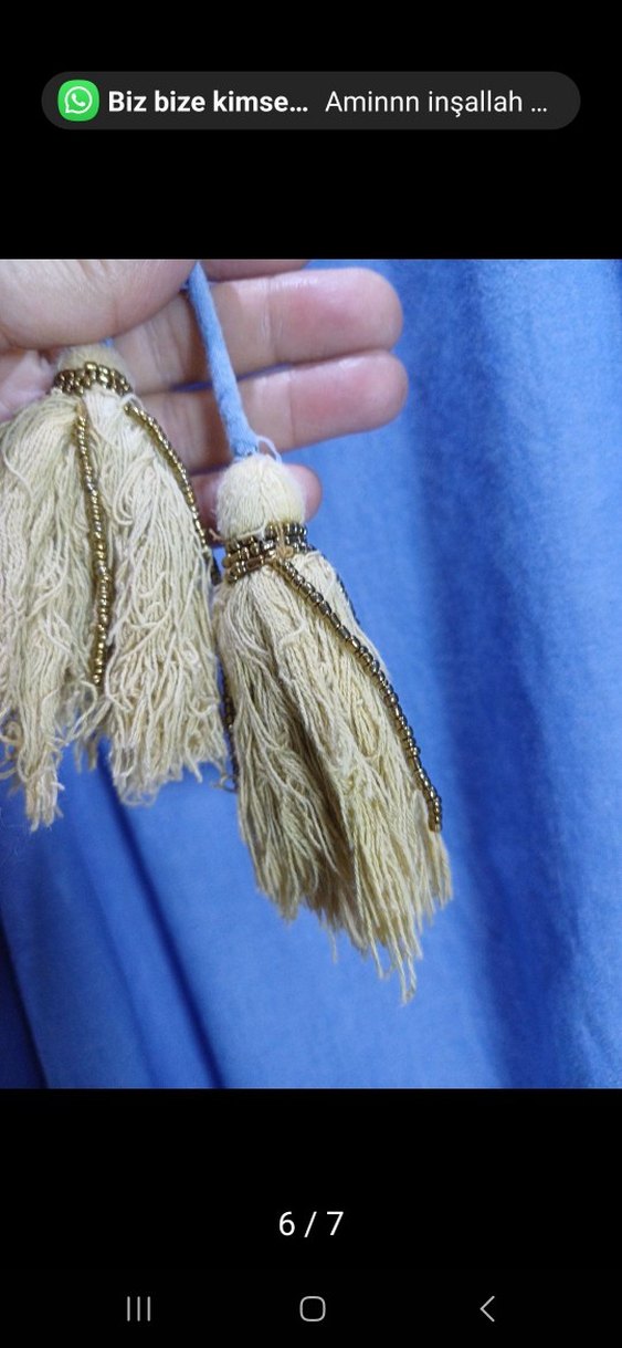 Püsküllü, Nakışlı Mavi Kot Mini Bluz - Görsel 4