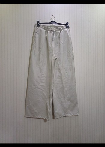 Gri Deri bol paça Kesim uzun Kadın Pantolon - Görsel 2