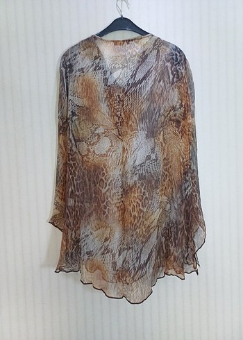 Bohem Yılan Desenli V Yakalı Kadın pereo Bluz - Görsel 2