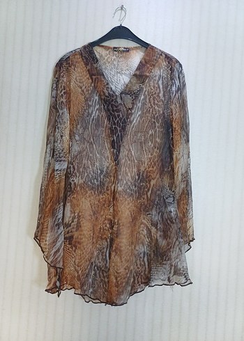 Bohem Yılan Desenli V Yakalı Kadın pereo Bluz - Görsel 8