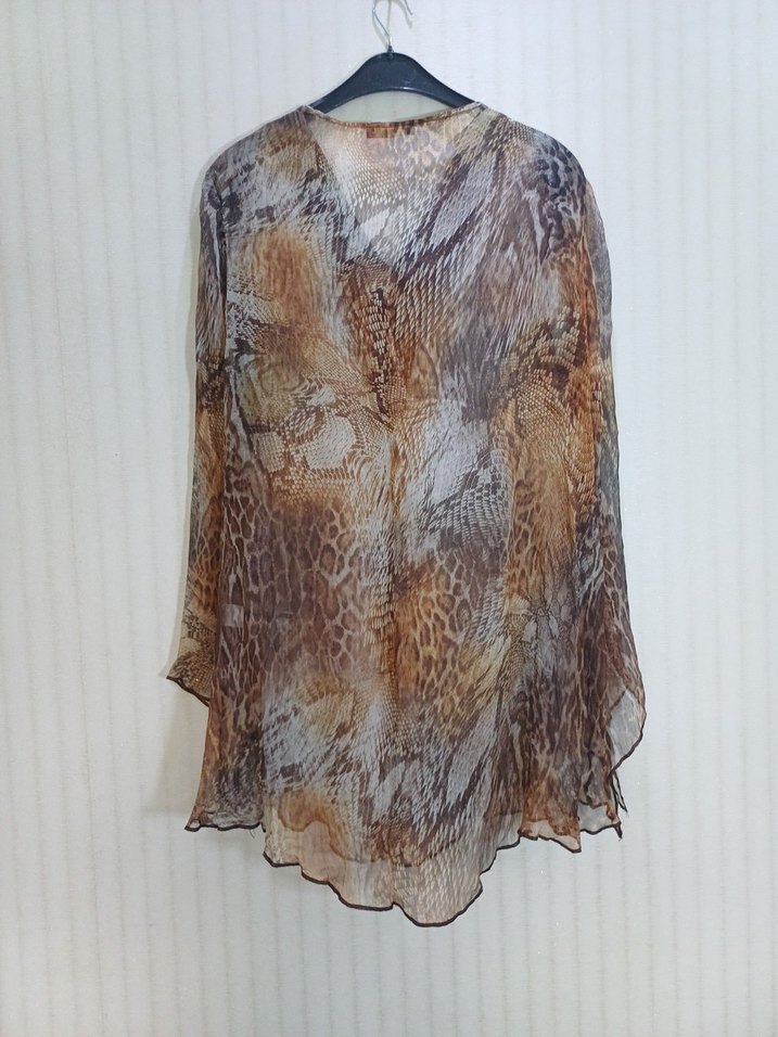 Bohem Yılan Desenli V Yakalı Kadın pereo Bluz - Görsel 2