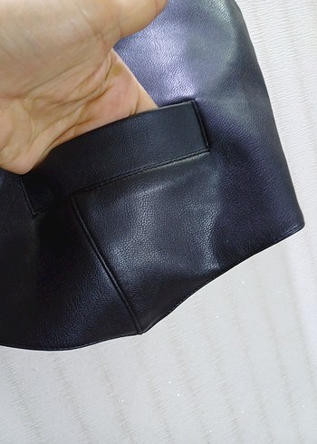 Zara Düğmeli Siyah Deri Biker Yelek