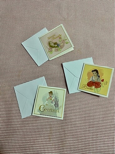 3 adet orijinal disney mini kart #belle #cinderella#aurora #disn