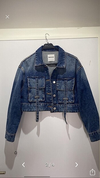 Bershka bershka kayıs detaylı crop denim ceket