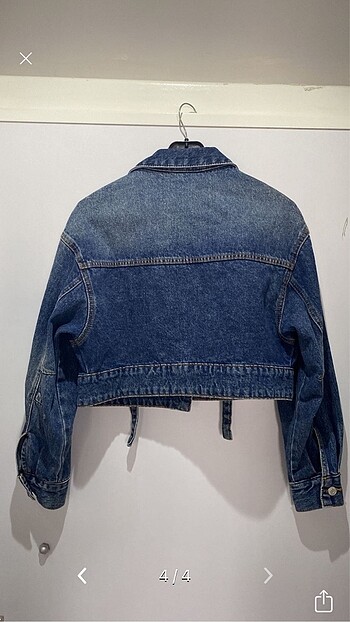 s Beden lacivert Renk bershka kayıs detaylı crop denim ceket