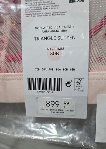 m Beden Pembe Mini kalp Baskılı Bralet