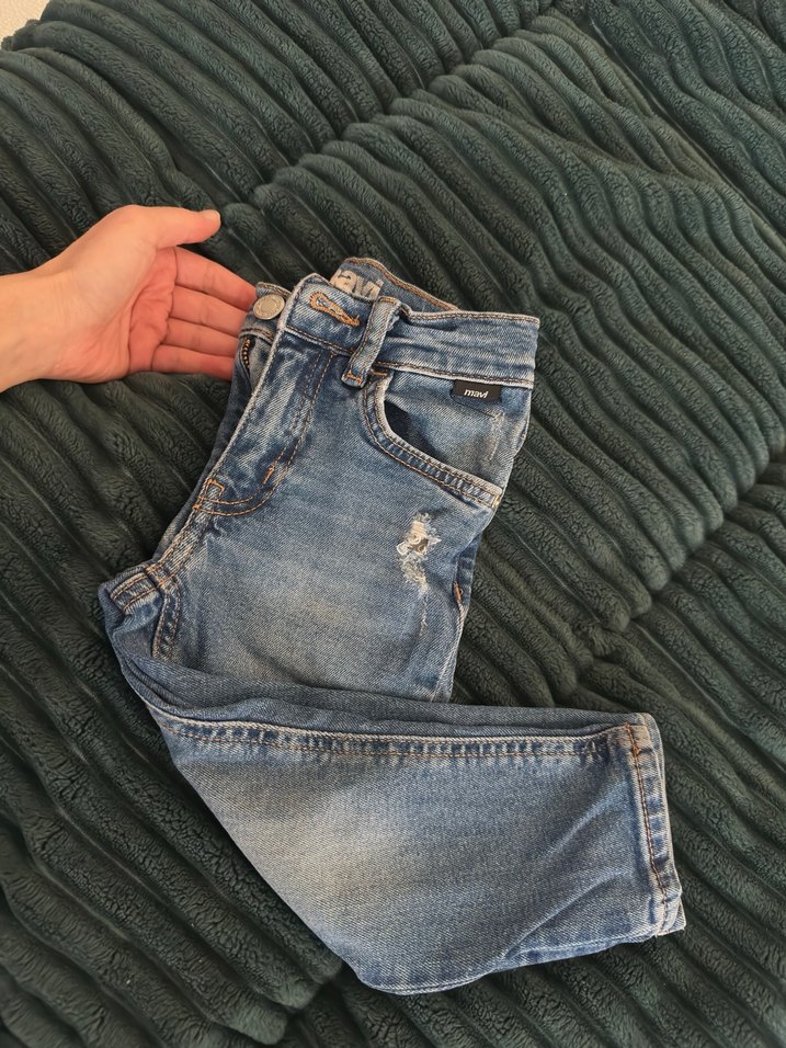 Erkek Çocuk Mavi Denim Kemerli Pantolon - Görsel 4