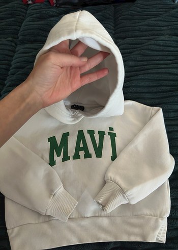 Beyaz Kapüşonlu Uzun Kollu Sweatshirt - Görsel 3