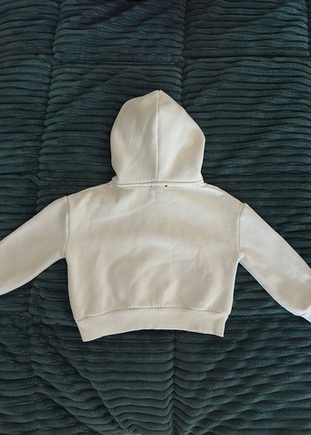 Beyaz Kapüşonlu Uzun Kollu Sweatshirt - Görsel 5