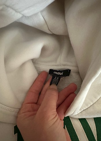 Beyaz Kapüşonlu Uzun Kollu Sweatshirt - Görsel 2