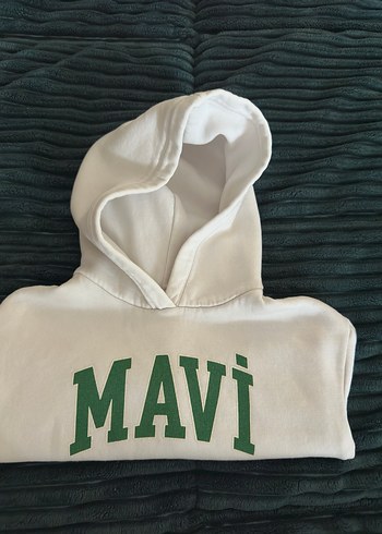 Beyaz Kapüşonlu Uzun Kollu Sweatshirt - Görsel 4