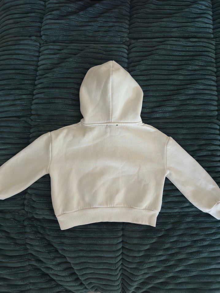 Beyaz Kapüşonlu Uzun Kollu Sweatshirt - Görsel 5