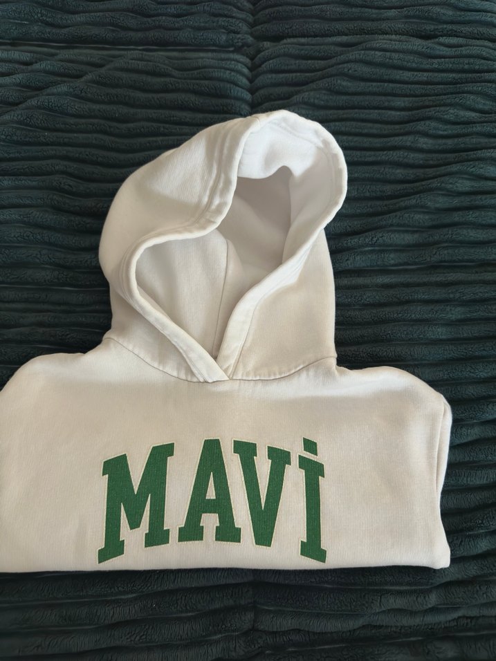 Beyaz Kapüşonlu Uzun Kollu Sweatshirt - Görsel 4