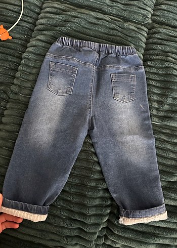 Gri Mavi Düğmeli Erkek Çocuk Kot Pantolon - Görsel 2