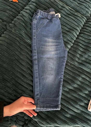 Gri Mavi Düğmeli Erkek Çocuk Kot Pantolon - Görsel 3