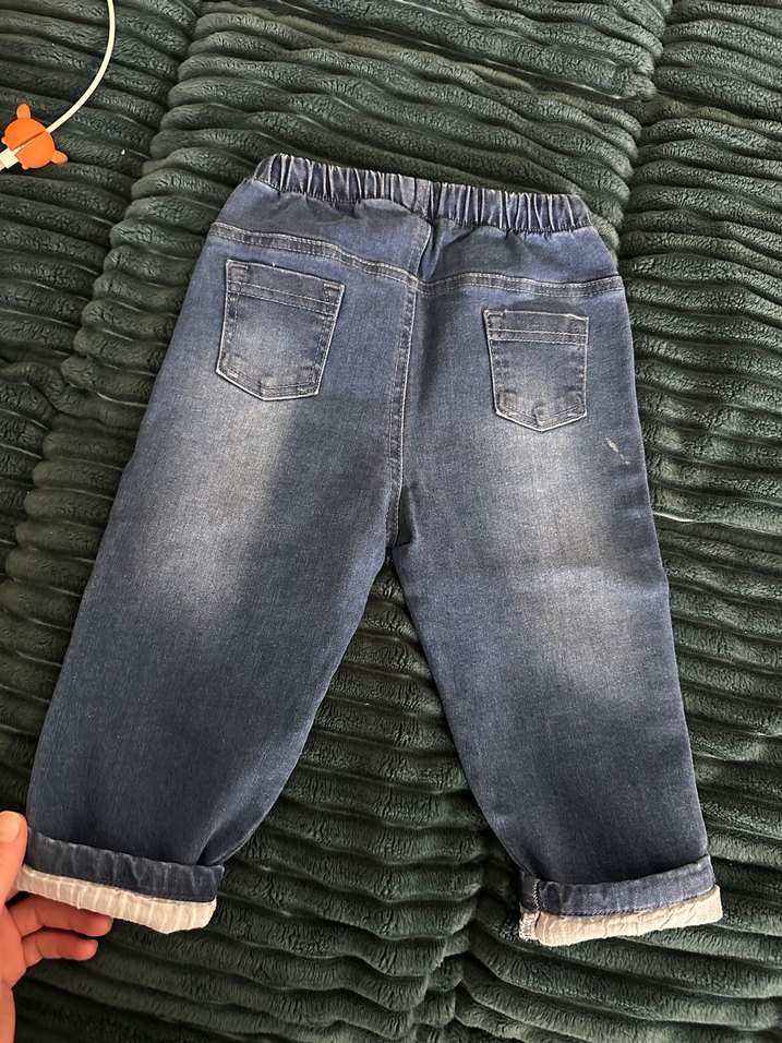 Gri Mavi Düğmeli Erkek Çocuk Kot Pantolon - Görsel 2