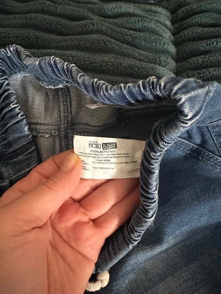 Gri Mavi Düğmeli Erkek Çocuk Kot Pantolon - Görsel 4