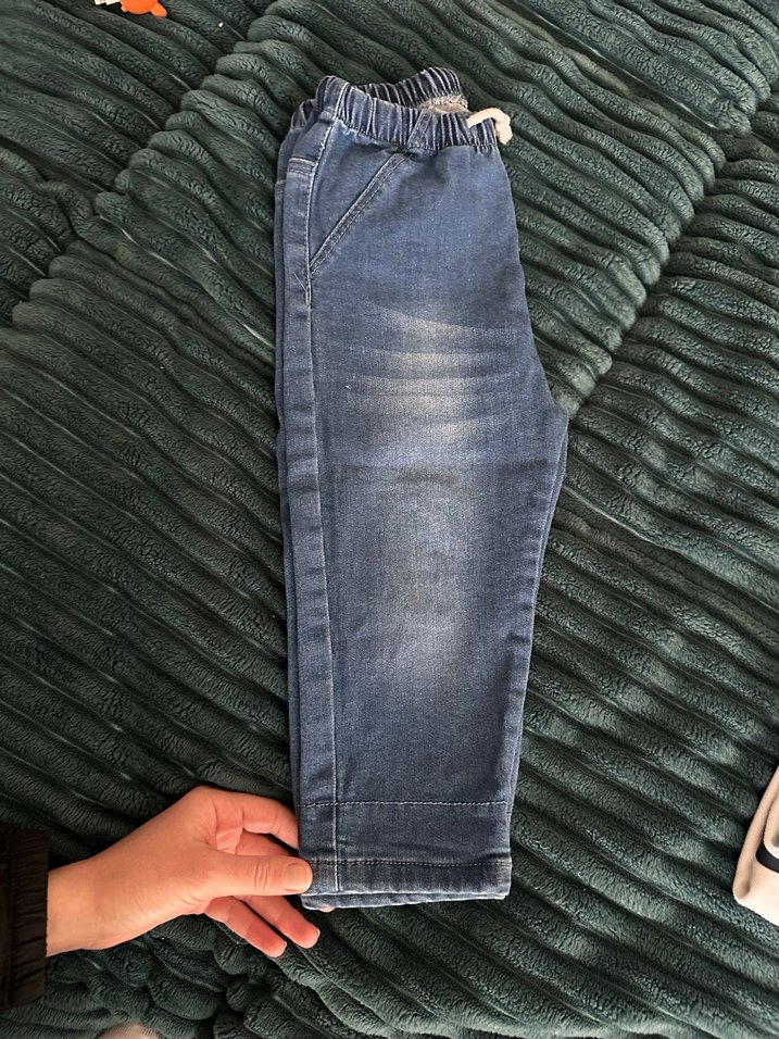 Gri Mavi Düğmeli Erkek Çocuk Kot Pantolon - Görsel 3