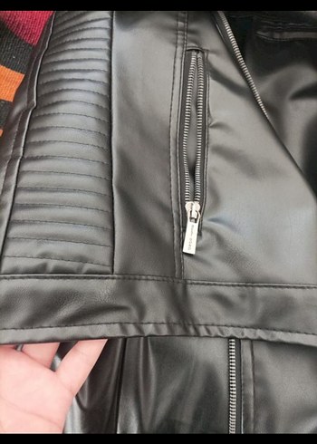 Siyah Deri Biker Erkek Ceket - Görsel 3