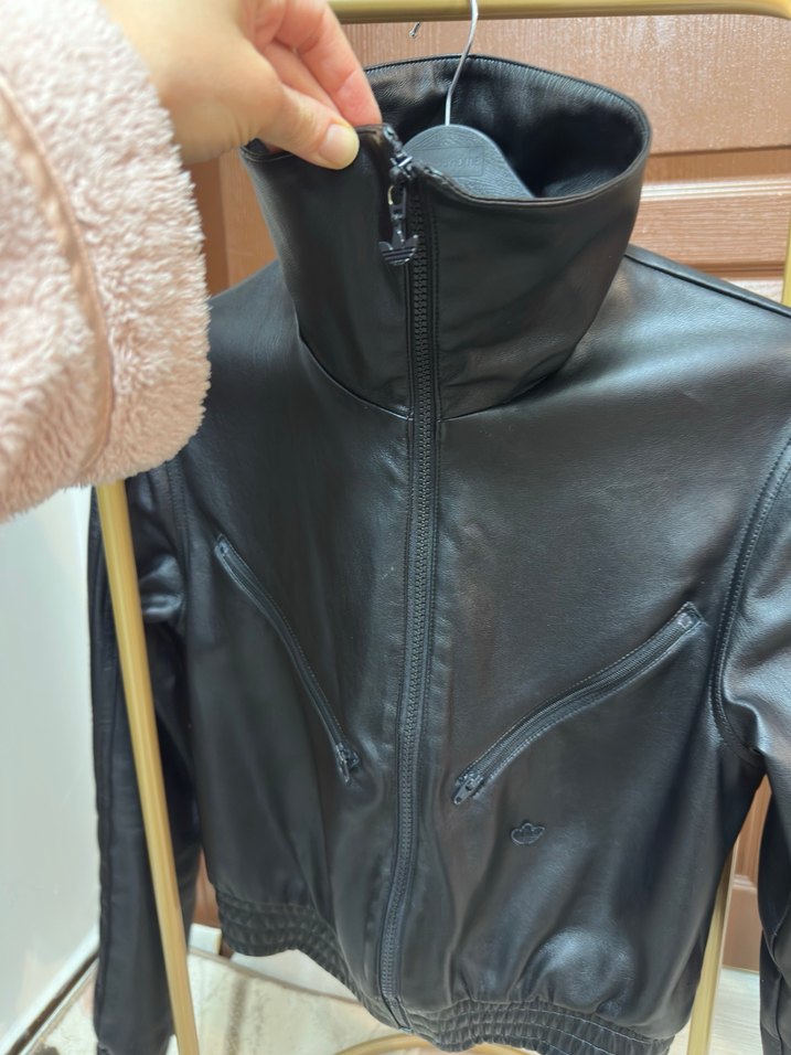 Kadın Adidas Siyah Biker Deri Ceket - Görsel 5