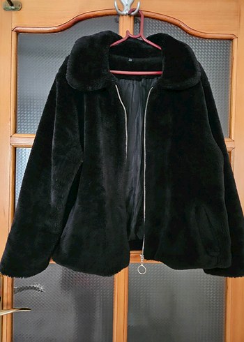 Siyah Kadın Peluş Kürk Ceket - Görsel 5