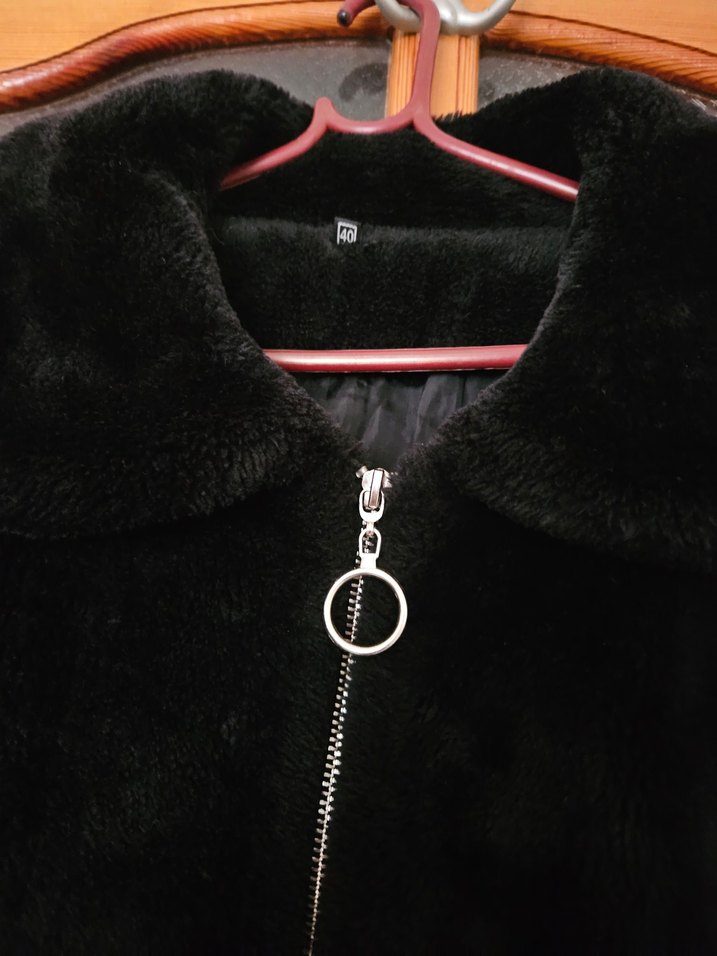 Siyah Kadın Peluş Kürk Ceket - Görsel 2