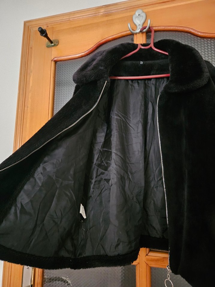 Siyah Kadın Peluş Kürk Ceket - Görsel 4