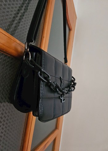 Zincir Detaylı Siyah Deri Kadın Çanta - Görsel 5