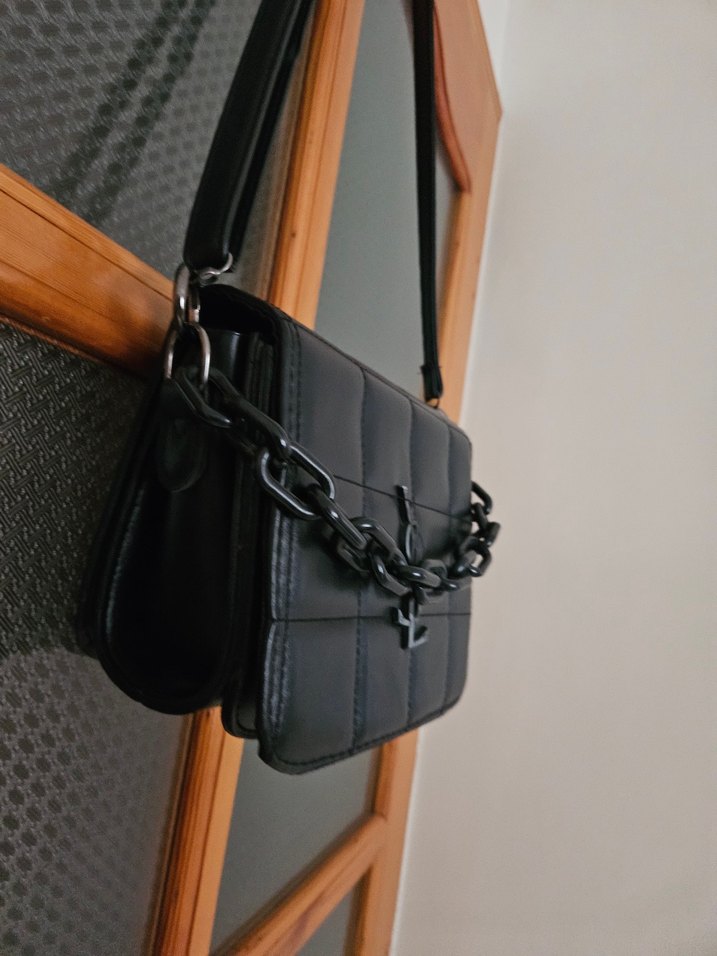 Zincir Detaylı Siyah Deri Kadın Çanta - Görsel 5