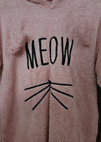 Pembe Peluş Kapüşonlu Kadın Sweatshirt - Görsel 3